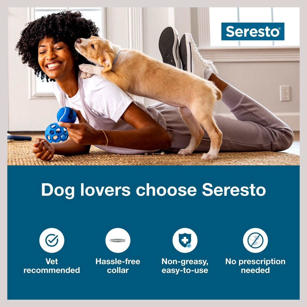 Seresto Flea & Tick Collar for Dogs, over 18-lbs, 1 Collar (8-mos. supply)