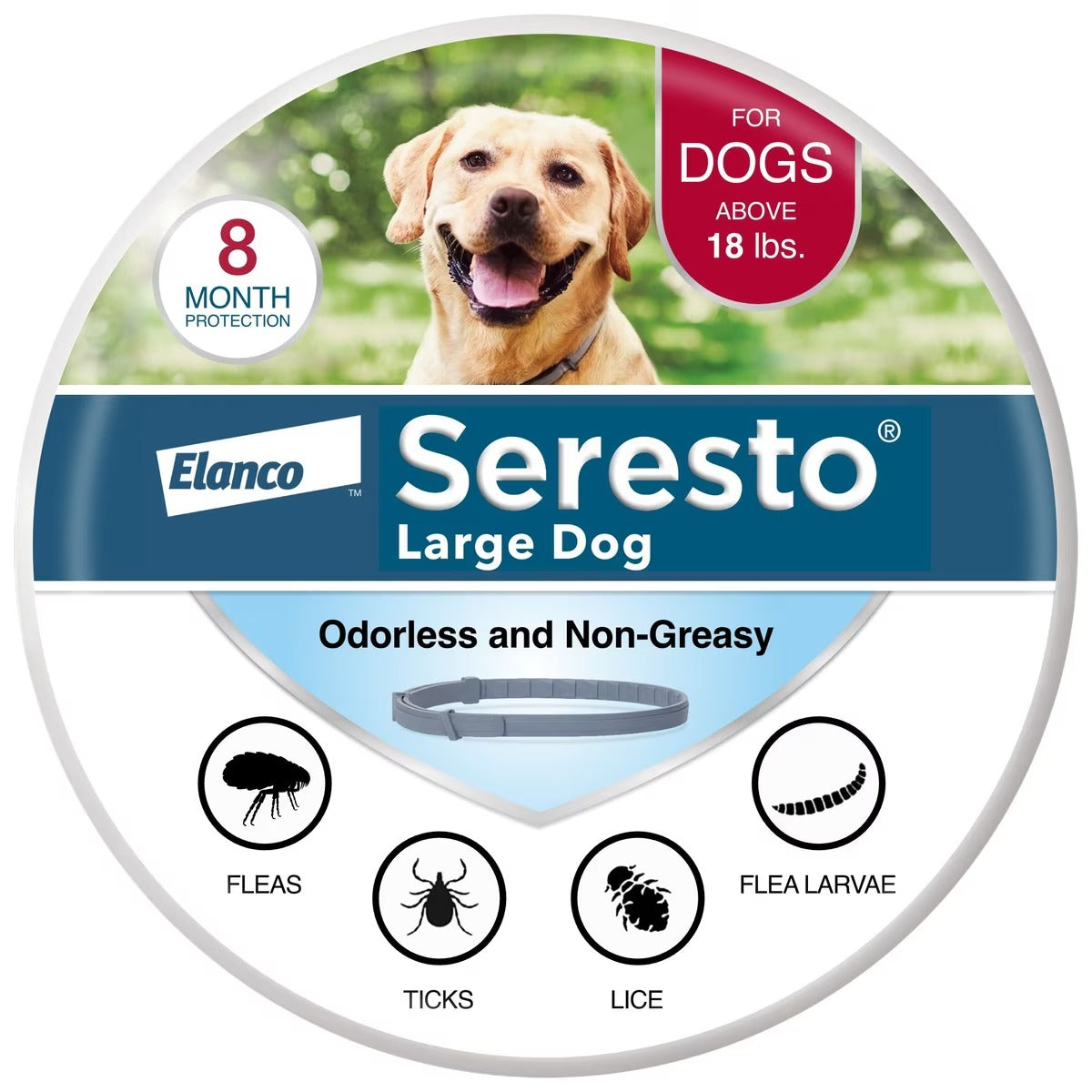 Seresto Flea & Tick Collar for Dogs, over 18-lbs, 1 Collar (8-mos. supply)