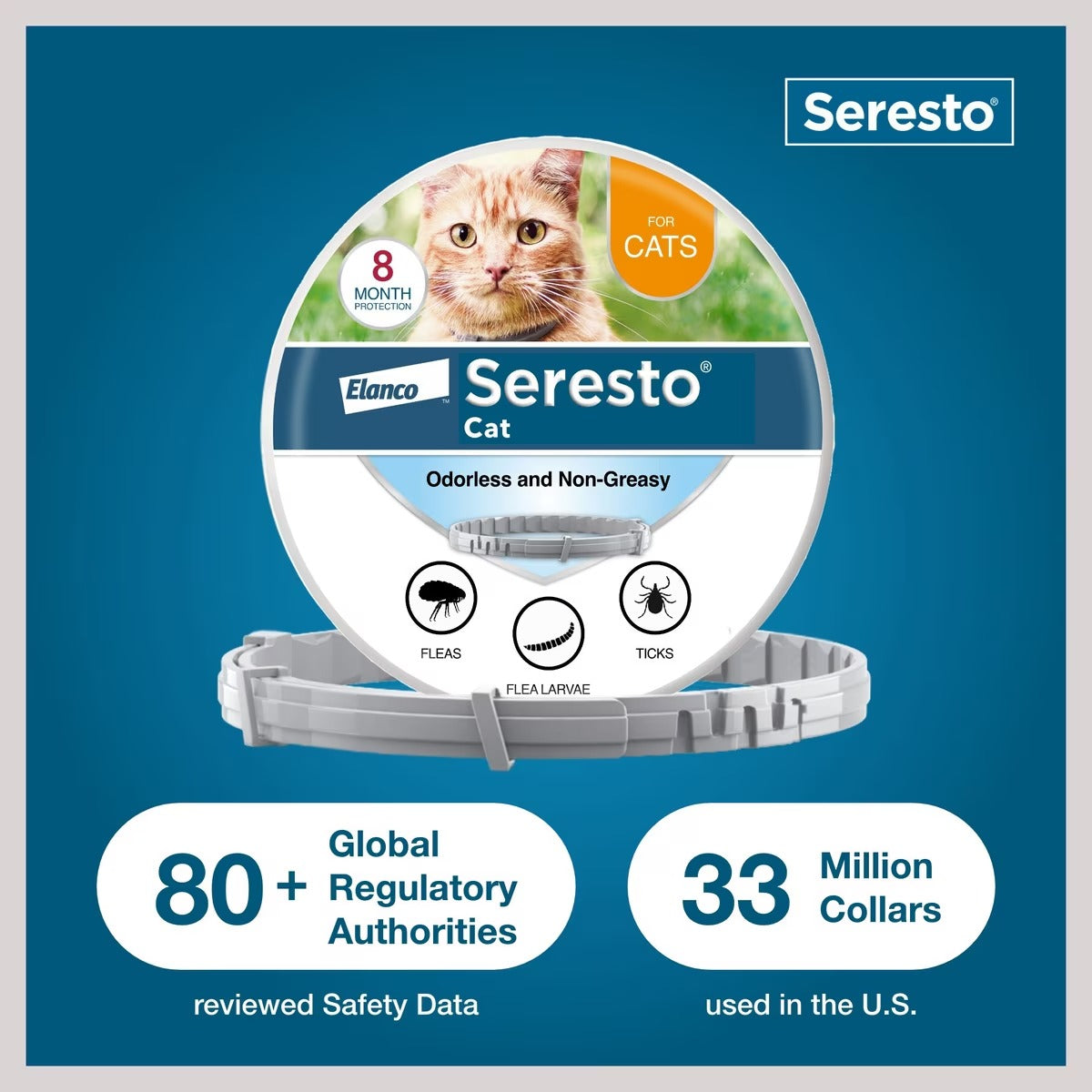 Seresto Flea & Tick Collar for Cats, 1 Collar (8-mos. supply)